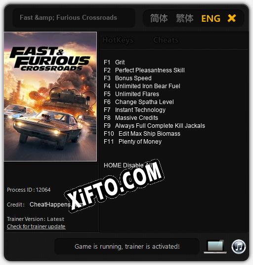 Fast & Furious Crossroads: Трейнер +11 [v1.1]