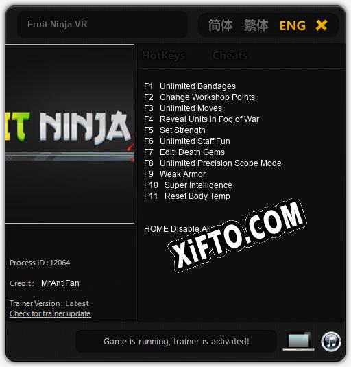 Fruit Ninja VR: Трейнер +11 [v1.7]