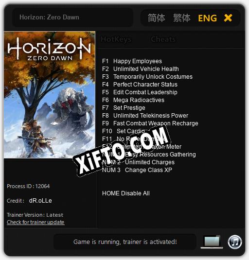 Трейнер для Horizon: Zero Dawn [v1.0.2]