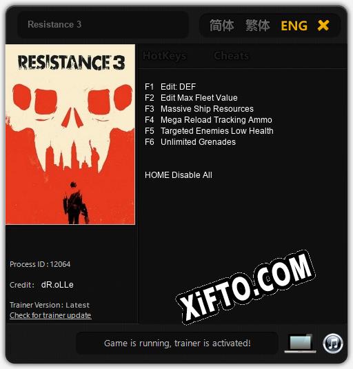 Resistance 3: Трейнер +6 [v1.5]
