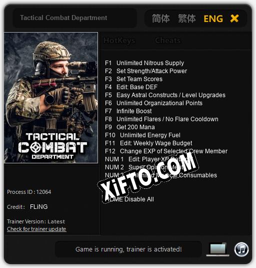 Tactical Combat Department: Читы, Трейнер +15 [FLiNG]