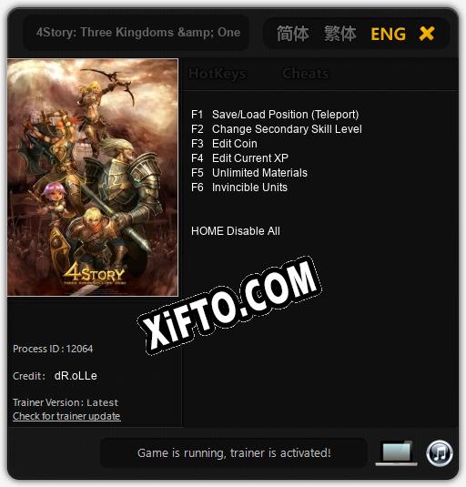 Трейнер для 4Story: Three Kingdoms & One Hero [v1.0.7]