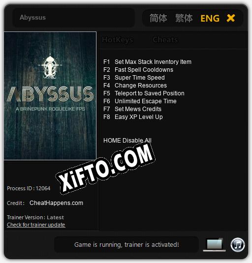 Abyssus: Трейнер +8 [v1.7]