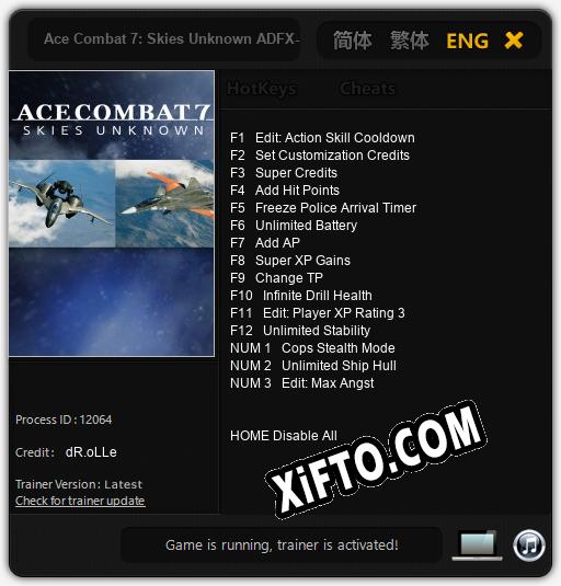 Трейнер для Ace Combat 7: Skies Unknown ADFX-01 Morgan [v1.0.3]