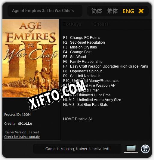 Трейнер для Age of Empires 3: The WarChiefs [v1.0.9]