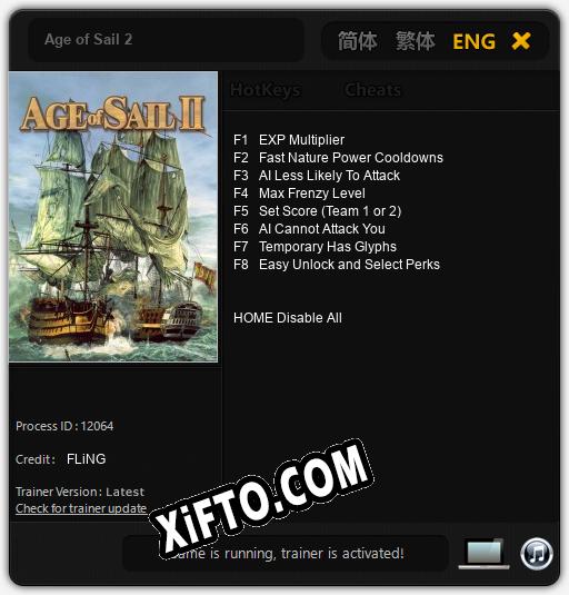Трейнер для Age of Sail 2 [v1.0.6]