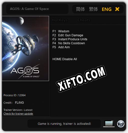 Трейнер для AGOS: A Game Of Space [v1.0.7]