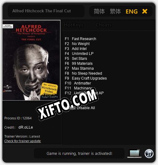 Alfred Hitchcock The Final Cut: Читы, Трейнер +12 [dR.oLLe]