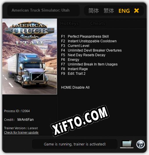 American Truck Simulator: Utah: Читы, Трейнер +9 [MrAntiFan]