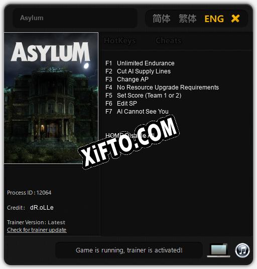 Трейнер для Asylum [v1.0.6]