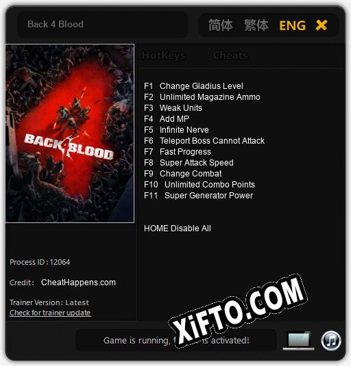 Трейнер для Back 4 Blood [v1.0.4]