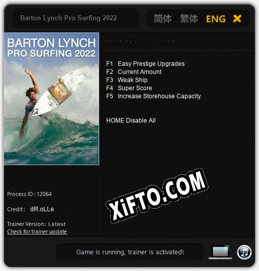 Barton Lynch Pro Surfing 2022: Трейнер +5 [v1.4]