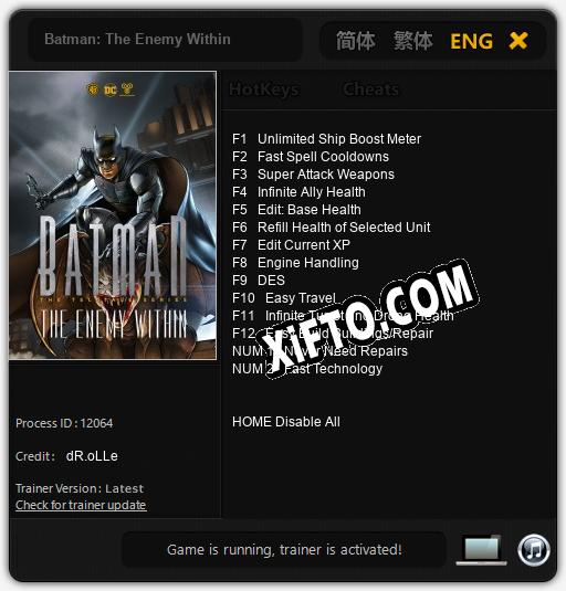 Batman: The Enemy Within: ТРЕЙНЕР И ЧИТЫ (V1.0.24)