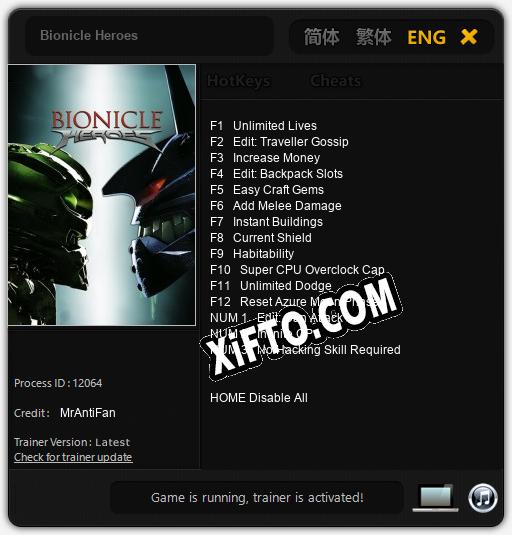 Bionicle Heroes: ТРЕЙНЕР И ЧИТЫ (V1.0.54)