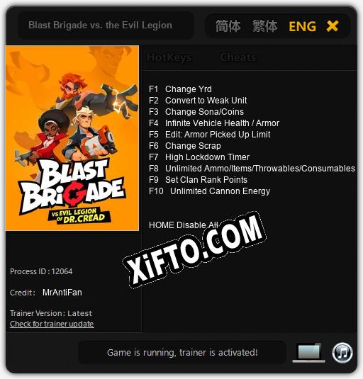 Blast Brigade vs. the Evil Legion of Dr. Cread: Трейнер +10 [v1.9]