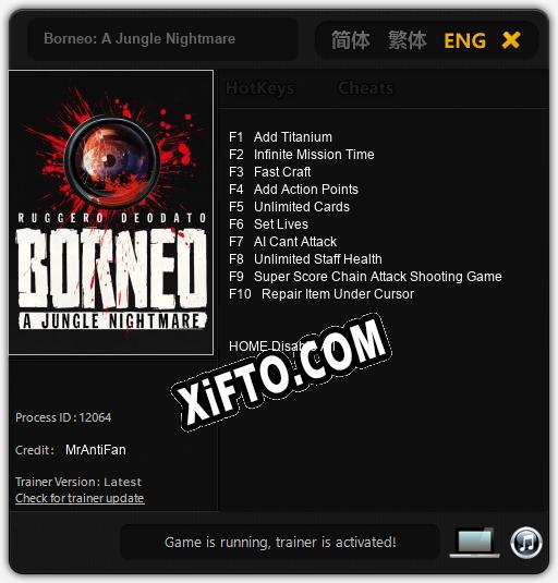 Borneo: A Jungle Nightmare: Трейнер +10 [v1.1]