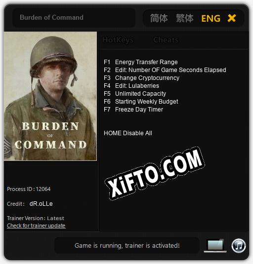 Трейнер для Burden of Command [v1.0.6]