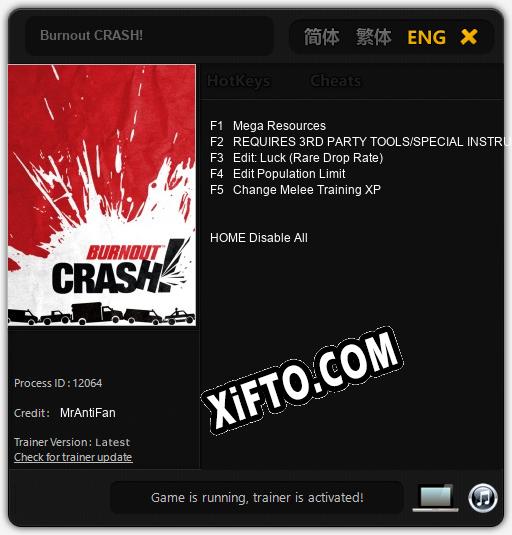 Burnout CRASH!: Читы, Трейнер +5 [MrAntiFan]