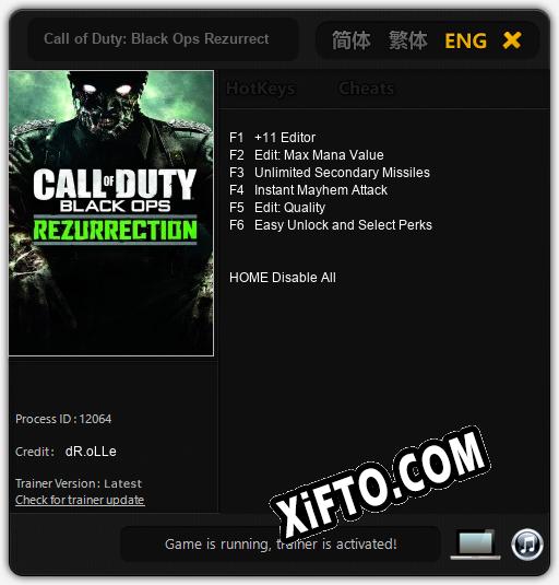 Call of Duty: Black Ops Rezurrection Content: ТРЕЙНЕР И ЧИТЫ (V1.0.29)