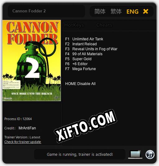 Cannon Fodder 2: ТРЕЙНЕР И ЧИТЫ (V1.0.24)