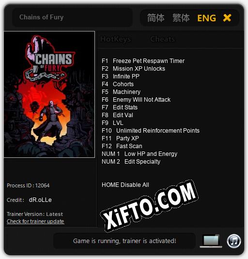 Трейнер для Chains of Fury [v1.0.8]