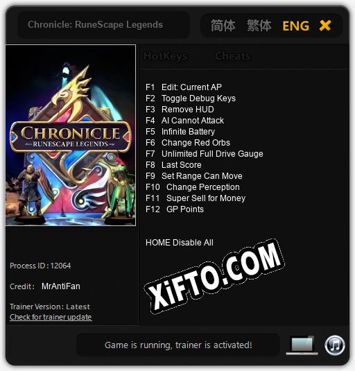 Трейнер для Chronicle: RuneScape Legends [v1.0.8]