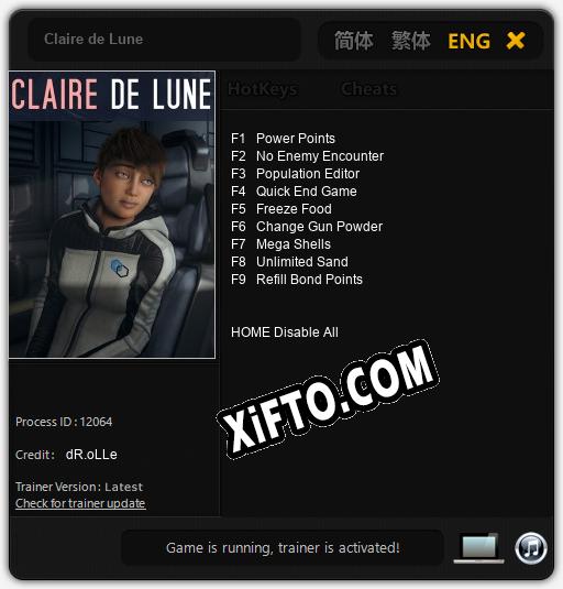 Трейнер для Claire de Lune [v1.0.6]