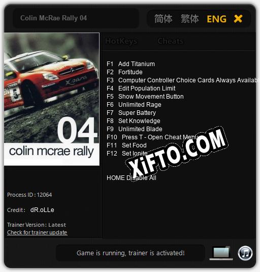 Colin McRae Rally 04: Читы, Трейнер +12 [dR.oLLe]