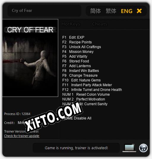 Cry of Fear: Читы, Трейнер +15 [MrAntiFan]