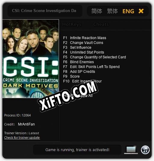 CSI: Crime Scene Investigation Dark Motives: Трейнер +10 [v1.3]