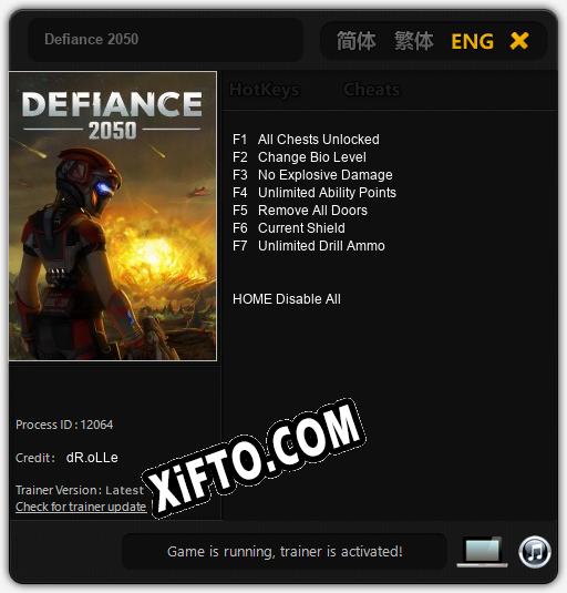 Defiance 2050: ТРЕЙНЕР И ЧИТЫ (V1.0.12)