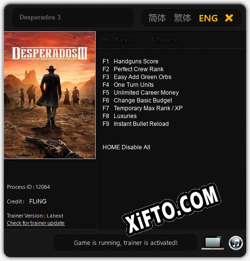 Desperados 3: Трейнер +9 [v1.6]