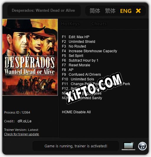 Desperados: Wanted Dead or Alive: ТРЕЙНЕР И ЧИТЫ (V1.0.75)