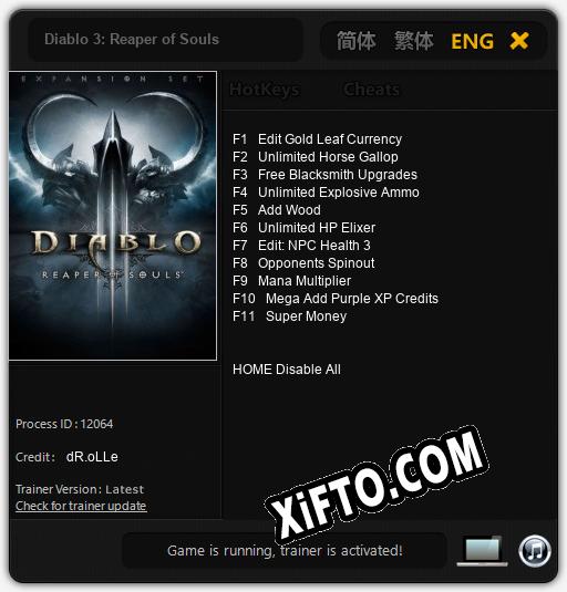 Diablo 3: Reaper of Souls: Трейнер +11 [v1.2]