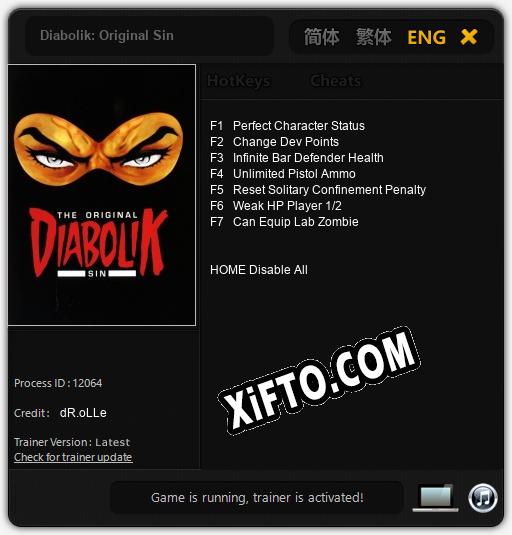 Diabolik: Original Sin: ТРЕЙНЕР И ЧИТЫ (V1.0.36)