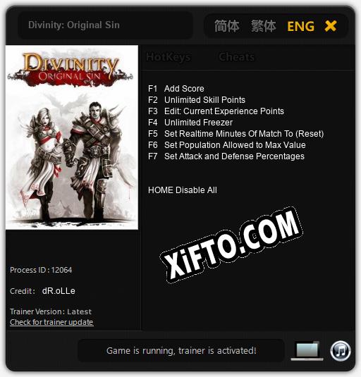 Трейнер для Divinity: Original Sin [v1.0.2]