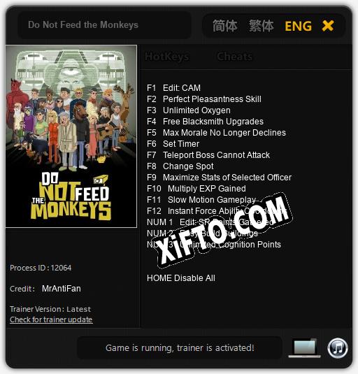 Трейнер для Do Not Feed the Monkeys [v1.0.7]