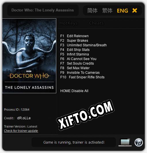 Трейнер для Doctor Who: The Lonely Assassins [v1.0.6]
