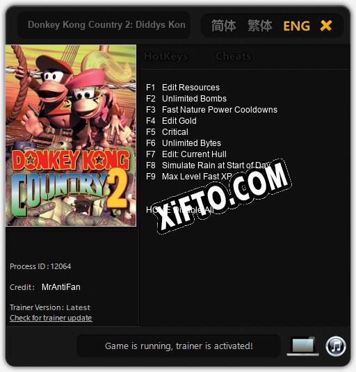 Donkey Kong Country 2: Diddys Kong Quest: Читы, Трейнер +9 [MrAntiFan]