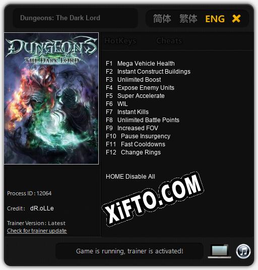 Трейнер для Dungeons: The Dark Lord [v1.0.8]