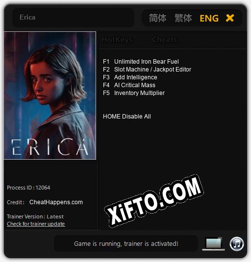 Erica: Трейнер +5 [v1.1]