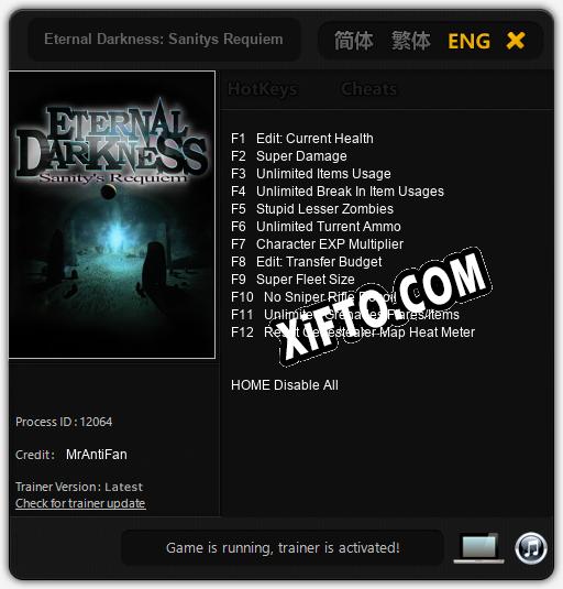 Eternal Darkness: Sanitys Requiem: Трейнер +12 [v1.2]