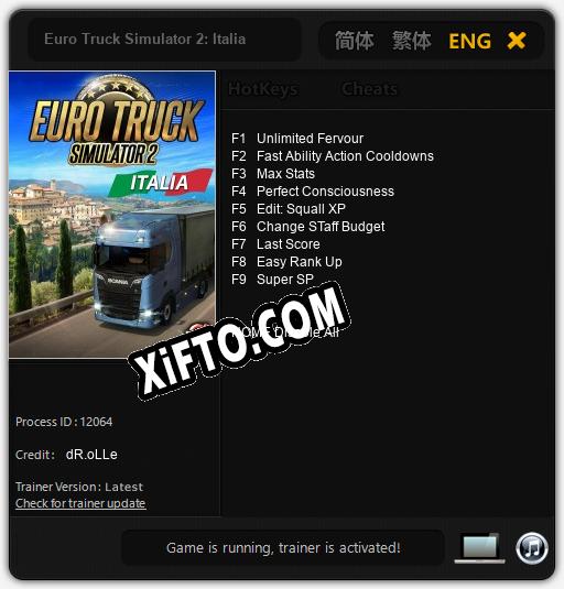 Euro Truck Simulator 2: Italia: Трейнер +9 [v1.5]