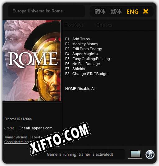 Europa Universalis: Rome: ТРЕЙНЕР И ЧИТЫ (V1.0.7)