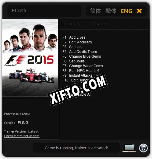 F1 2015: Читы, Трейнер +10 [FLiNG]