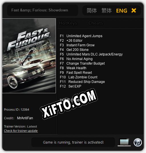Fast & Furious: Showdown: Трейнер +12 [v1.6]