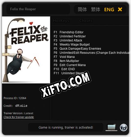 Felix the Reaper: Читы, Трейнер +11 [dR.oLLe]
