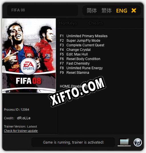 Трейнер для FIFA 08 [v1.0.1]