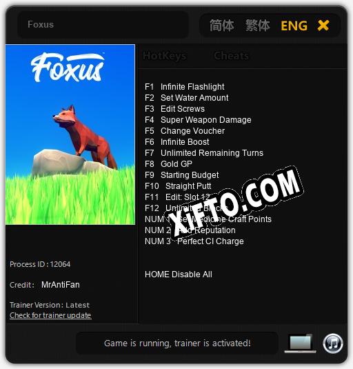 Трейнер для Foxus [v1.0.1]