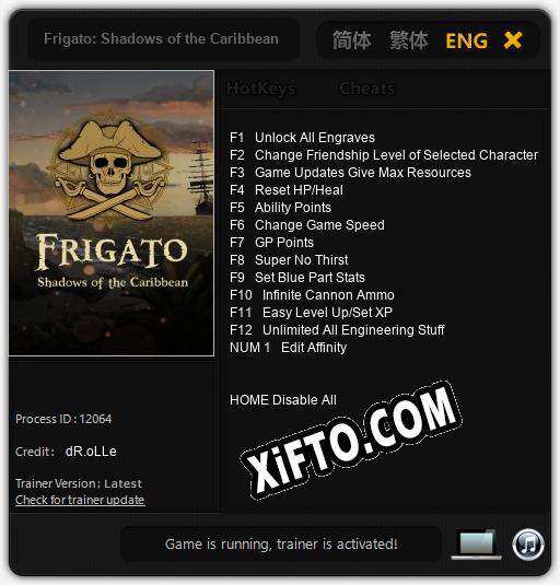 Frigato: Shadows of the Caribbean: ТРЕЙНЕР И ЧИТЫ (V1.0.30)